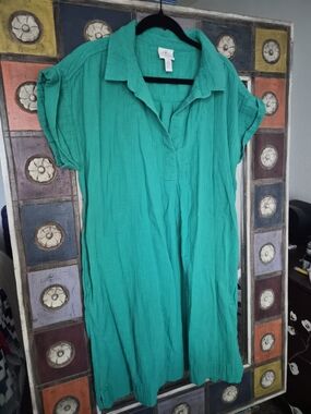 Market & Spruce Teal Short Sleeve Tunic Top